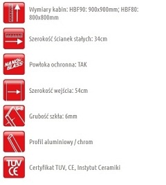 Kabina prysznicowa połókrągła 90x90 HBF90 Palermo Atrium