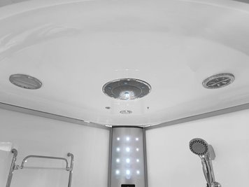 Biała duża kabino wanna spa z hydromasażem i sauną parową 135x135 cm MO-08135BS