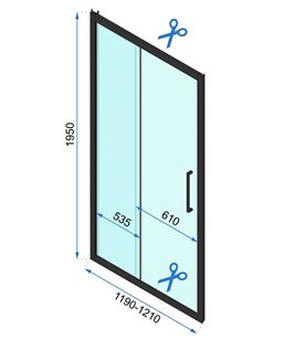 Drzwi prysznicowe z czarnym profilem 120 cm Rapid Slide Rea