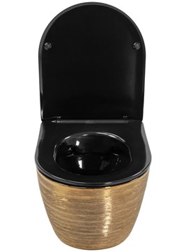 Złota szczotkowana misa wc wisząca Rimless Carlo Flat Black Rea