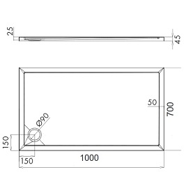 Brodzik prysznicowy na nośniku, 70x100 Merton 70/100/P