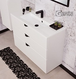 Biała matowa szafka łazienkowa wisząca z umywalką 100 cm Victa Gante