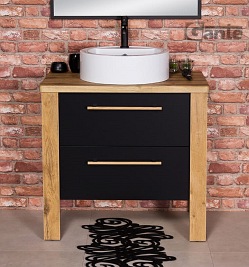 Stojąca szafka łazienkowa 80 cm czarny mat z białą umywalką Cortez Gante