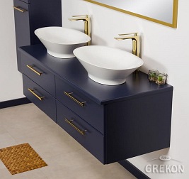 Szafka wisząca z umywalkami nablatowymi 140 cm Belli Gold Gante