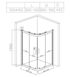 Kabina prysznicowa półokrągła 90x90 drzwi rozsuwane KZ101B