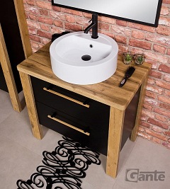 Stojąca szafka łazienkowa 80 cm czarny mat z białą umywalką Cortez Gante