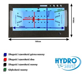 Wanna z hydromasażem 180x100 Boston 926B Hydrosan