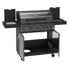 Grill gazowy ZEUS-D kolor czarny ruszt żeliwny moc 17,5 kW + pokrowiec + palnik boczny + LED