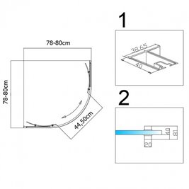 Czarna kabina prysznicowa półokrągła 80x80 drzwi rozsuwane BS01A
