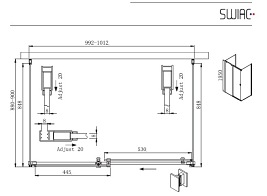 Kabina prostokątna trójścienna 100X90 Kassari Lewa
