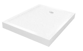 Biały brodzik prysznicowy prostokątny 90x100 cm struktura kamienia Mild Stone New Trendy B-0533