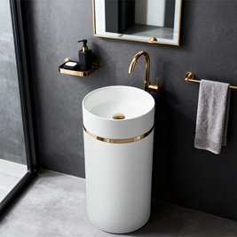 Umywalka wolnostojąca ceramiczna okrągła biała 73x40 cm SCOT1-WH-730