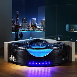 Czarna wanna z hydromasażem narożna 155x155 cm Eos 932 Hydrosan