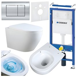 Zestaw podtynkowy stelaż GEBERIT DUOFIX + miska MIZU-WH-TR-02 + przycisk DELTA 30 chrom