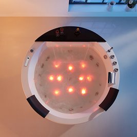 Wanna z hydromasażem okrągła do zabudowy + obudowa 170x170 cm Della 916