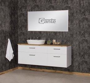 Szafka łazienkowa wisząca z umywalką nablatową 160 cm SETTO MODULO kolor biały połysk