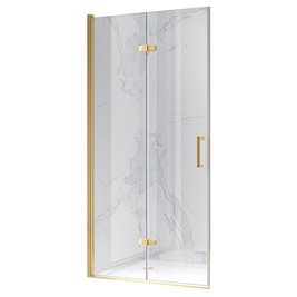Złote szczotkowane drzwi prysznicowe składane do wnęki 80 cm ZES-KZ21B-GL-BR-80