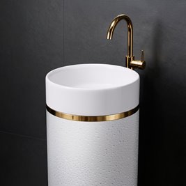 Umywalka wolnostojąca ceramiczna okrągła biała 73x40 cm SCOT1-WH-730