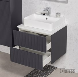 Szafka łazienkowa wisząca frezowana z umywalką 60 cm Mirage kolor szary mat