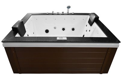 Brązowa prostokątna wanna z hydromasażem 180x150 cm MUS-1089B