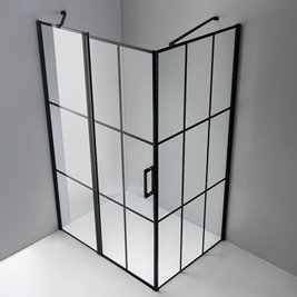Czarna prostokątna kabina prysznicowa 100x80 drzwi uchylne BS02A