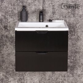 Szafka łazienkowa z umywalką wisząca szklane fronty czarny mat 50 cm Bravia Gante