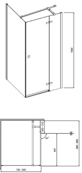 Czarna prostokątna kabina prysznicowa 100x80 prawa Pixa Black Besco