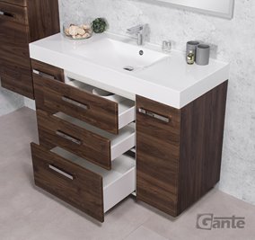 Szafka łazienkowa wisząca z umywalką 120 cm 50/3 Nela Fokus kolor orzech