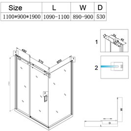 Biała kabina prysznicowa szkło 8 mm prostokątna 110x90 KZ202B