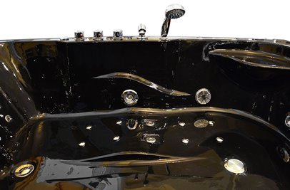 Czarna wanna z hydromasażem dwuosobowa Turbo 180x120 cm MO-1631B Lewa