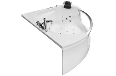 Wanna z hydromasażem narożna 135x135 cm MO-0057 czarny zagłówek