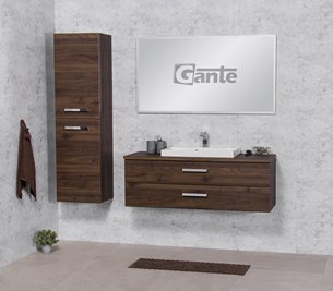 Szafka łazienkowa wisząca z umywalką nablatową 120 cm 39/S2 Fokus kolor orzech