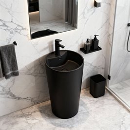 Umywalka wolnostojąca ceramiczna owalna czarny mat 85x40 cm LINO-MTB-400