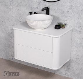 Szafka łazienkowa wisząca LILIA SMOOTH 80 cm biały mat z umywalką Gante