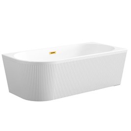 Ryflowana wanna narożna wolnostojąca przyścienna prawa 170 cm Glamour Invena AN-02-19P-KPL korek złoty zdjęcie 2