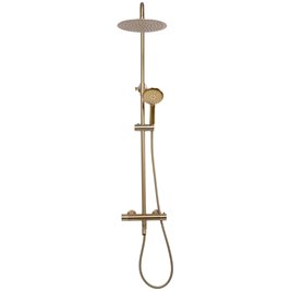 Złoty szczotkowany zestaw prysznicowy z termostatem i wylewką Lungo Rea Gold Brush