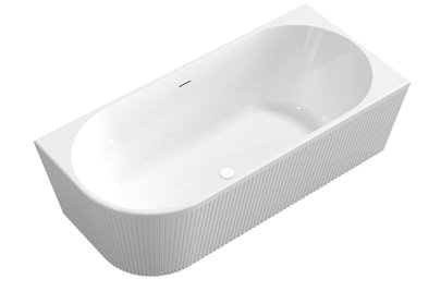 Ryflowana wanna narożna wolnostojąca przyścienna prawa 170 cm Glamour Invena AN-02-12P-M