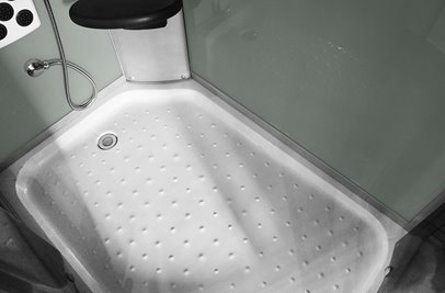 Kabina prysznicowa z hydromasażem na niskim brodziku białe ścianki 120x85 prawa MO-18220