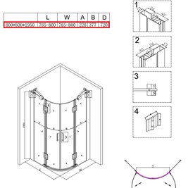 Kabina prysznicowa półokrągła 80x80 drzwi uchylne KZ92A