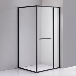 Czarna prostokątna kabina prysznicowa Kira 90x80 drzwi rozsuwane do wewnątrz