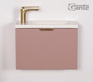 Szafka łazienkowa wisząca z umywalką pudrowy róż mat 50 cm Fresco Gante