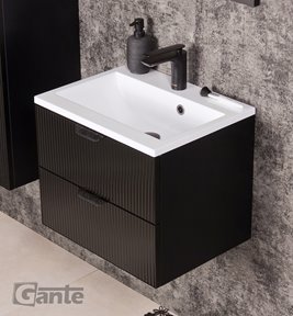 Szafka łazienkowa z umywalką wisząca szklane fronty czarny mat 50 cm Bravia Gante