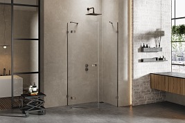 Kabina pięciokątna stal szczotkowana 100x80 EXK-3838 Avexa New Trendy Gunmetal Brushed