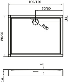 Brodzik prostokątny 100x80 B-0240 Columbus New Trendy