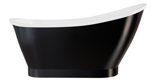 Czarno-biała wanna wolnostojąca 150 cm z syfonem klik-klak chrom Gloria Besco