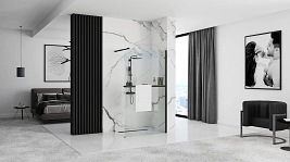 Czarna ścianka prysznicowa z półką i wieszakiem 90 cm Aero Black Evo Rea