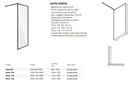 Czarna kabina prysznicowa Walk In 90 cm Toca Besco