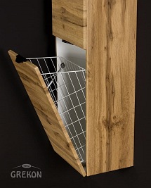Słupek łazienkowy z koszem wiszący dąb naturalny 40x143,5 cm Victa Gante
