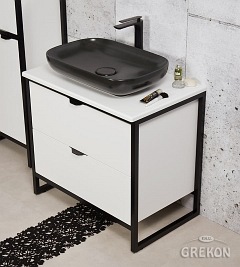 Biała szafka z czarną umywalką loft 80 cm seria New York
