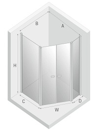 Kabina prysznicowa pięciokątna 80x100 K-0611 New Soleo